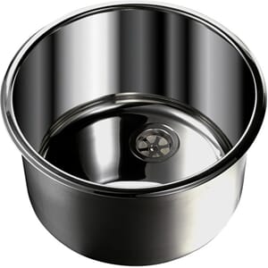 Rund stålvask 1" avløp, diam: 330 mm