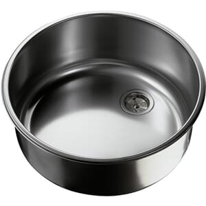 Rund stålvask 1" avløp, diam: 385 mm