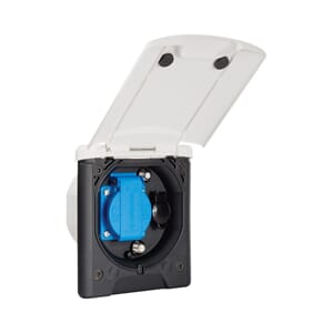 Strøm utboks 220V/12V/TV 12x14cm H14 m/magnet hvit