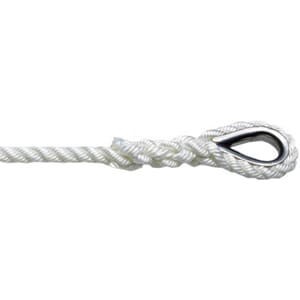 Robline 3-slått ankerline m/rustfri kause 12mm, 40m hvit