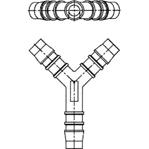 Y-stykke, hvit plast 16mm