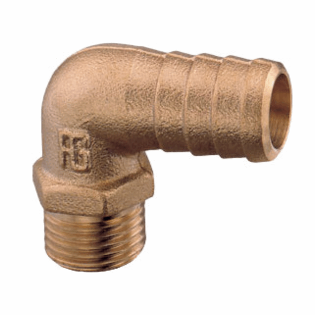 1007221 1007220 Rørdeler Slangekobling Bend han med utvendige rørgjenger og slangestuss. Laget i messing.png