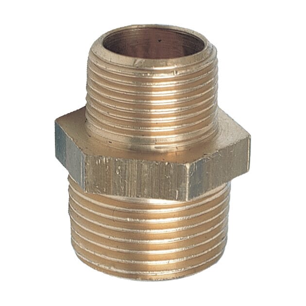 1007738 1007731 Rørdeler messing reduksjonsnippel utvendig utvendig han-han gjenger.jpg