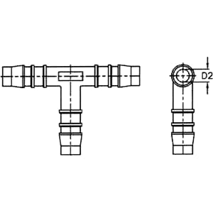 T-stykke, hvit plast 6mm