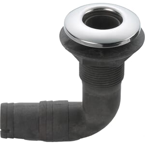 Skroggjennomføring 316/nylon 90° 19 mm slange - 33 mm hull